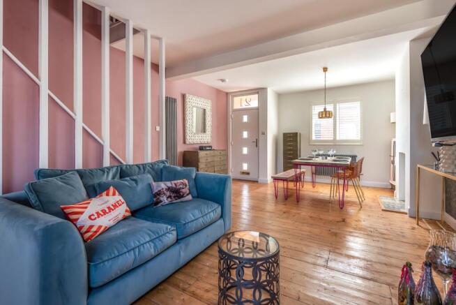 Living/dining with fireplace