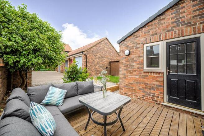Timber decked dining terrace