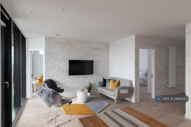50 Inch Smart Television With Stone Feature Wall