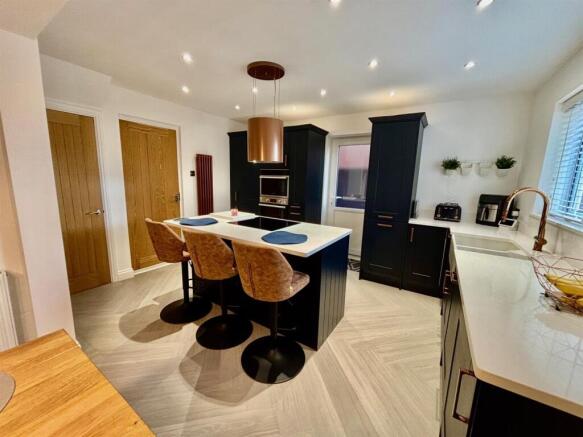 Dining Kitchen with Family Media Area