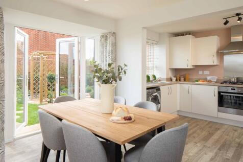 Morpeth internal kitchen and dining room with french doors, barratt homes, orchard green, kingsbrook
