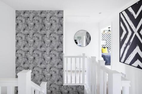 Bright landing flooded with natural light