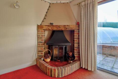 Wood burning stove in family room