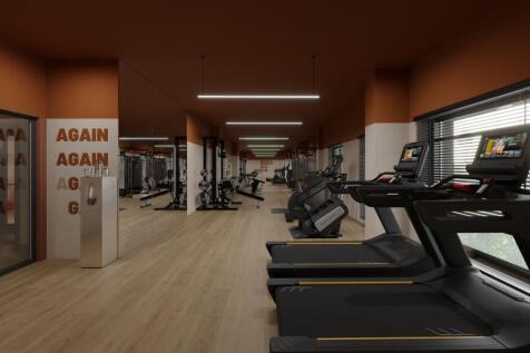 A spacious and modern gym equipped with various...