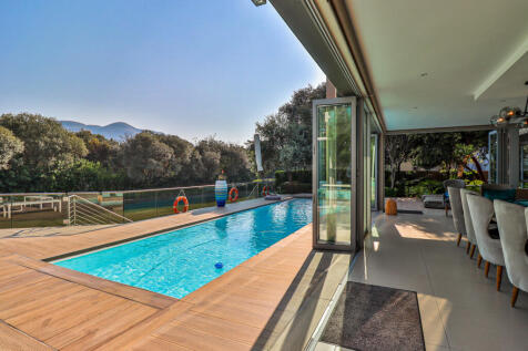 View over pool from dining room