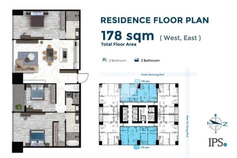 Type B 3-Bedroom Condo For Sale - J-Tower 3, Tonle Bassac, Phnom Penh