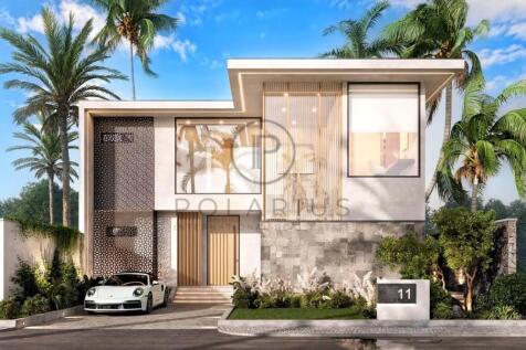 Modern two-story house with large windows, surroun