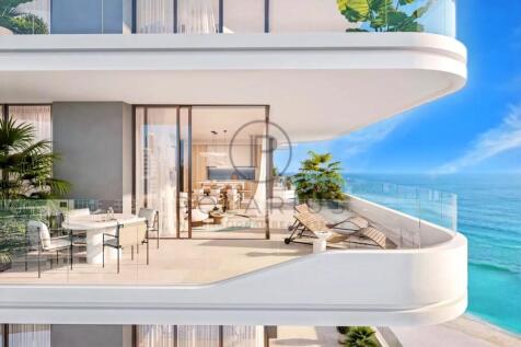 A modern luxury apartment balcony overlooking the 