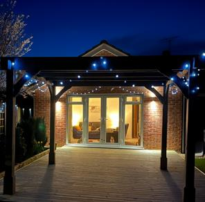 garden deck at night