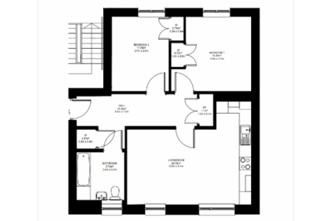 2 bed floor plan H - Open plan kitchen