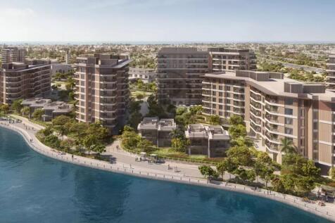 Modern waterfront residential complex with multipl