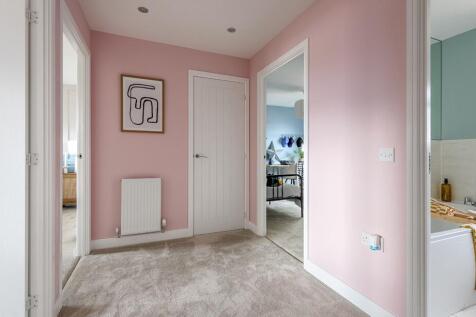 Bright landing flooded with natural light