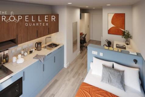 Bright, modern studio with integrated kitchenet...