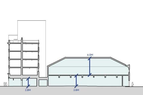 50 Vauxhall Bridge Road - section heights