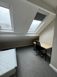 Bright attic-style bedroom with two large skyli...