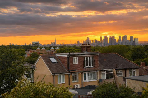 View from garden deck at sunset