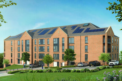 CGI of York House external at The Mill with landscaped surroundings, situated near river Medway
