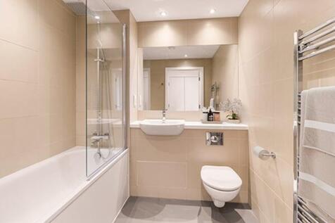 Experience the elegance of this contemporary bathroom design, blending style with practicality.