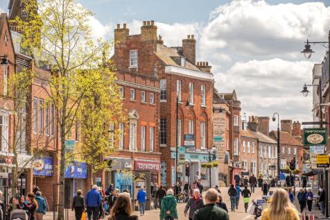 Outside view of Newbury high street.