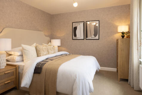 internal shot of the main bedroom in the hadley show home