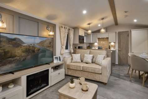 Modern Lounge With Feature Fireplace And Open Plan