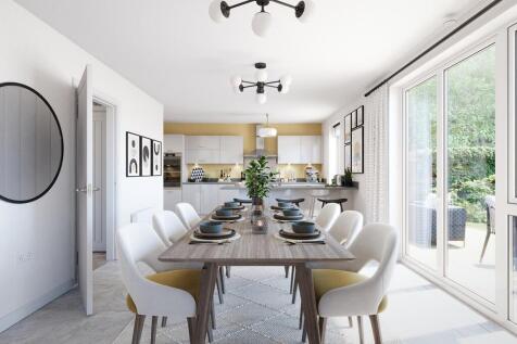 A sociable dining area with French doors to the rear garden