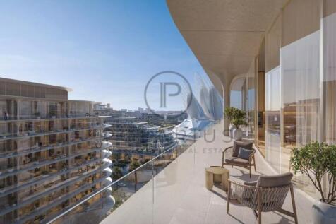 Luxurious balcony with modern furniture and glass 