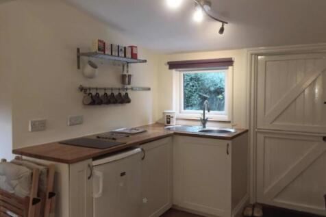 Kitchen area with hob and fridge
