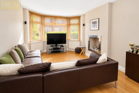 Contemporary Living Room with Bay Window