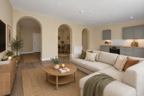 [AI-Generated Virtual Staging] Example of how the living room could be furnished.