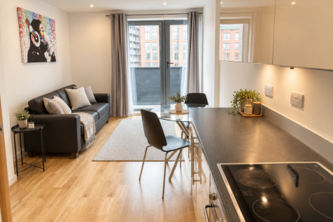 living space with balcony