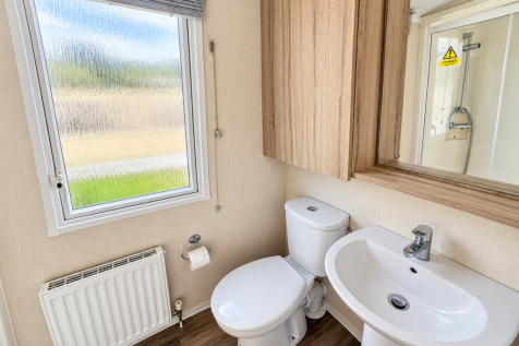Bathroom Featuring Washbasin, Toilet And Wood Effe