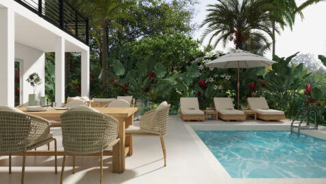 Poolside dining and lounging