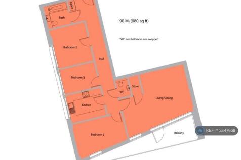 Bath+Wc Are Swapped. Boiler In Store On Hallway.