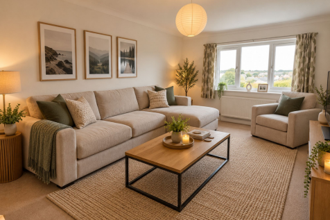 AI generated image of what the living room could look like with furniture