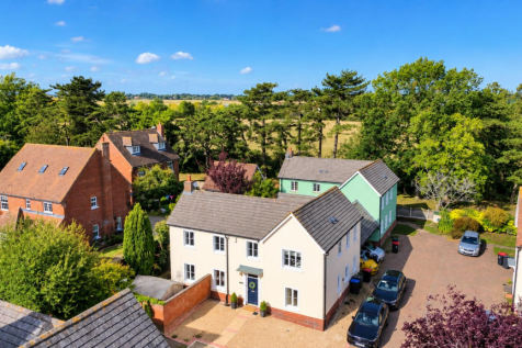 Sunny Countryside Suburban Home Aerial View.png