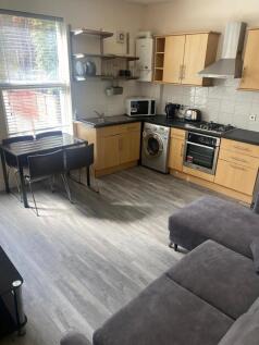 Bright open-plan living and kitchen area with m...