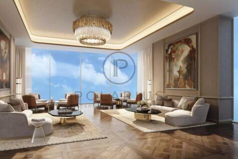 Luxurious living room with elegant furnishings, la