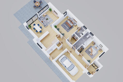 Oronsay with garage ALT 2 birdseye view