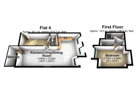 FLAT 4 1 NORTH STREET FLOOR PLAN 3D