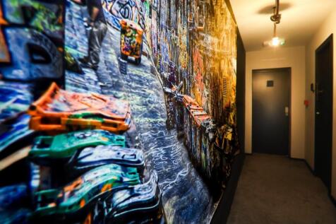Hallway with feature mural