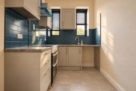 Warm Sunlit Galley Kitchen