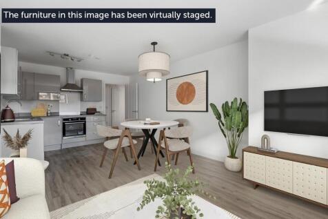 Plot 7 kitchen and living area with virtual stagin