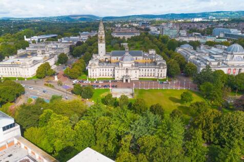 Cardiff court from bove with valleys in background
