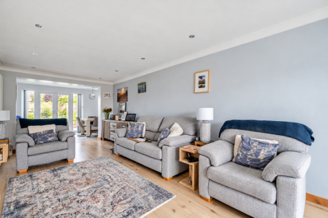 Bright Blue-Grey Open-Plan Living Space