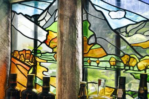 Stain glass window in kitchen