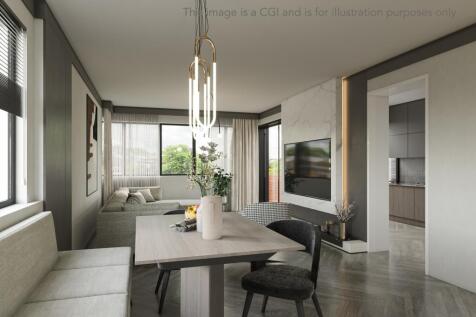 CGI of Reception/ Dining room/ Kitchen