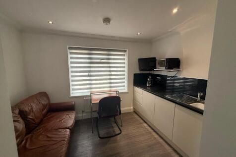 Bright, modern studio-style space with a fitted...