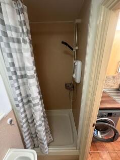 Functional shower unit with modern curtain...