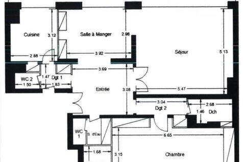 Plan appartement 3/4 - 107 m²